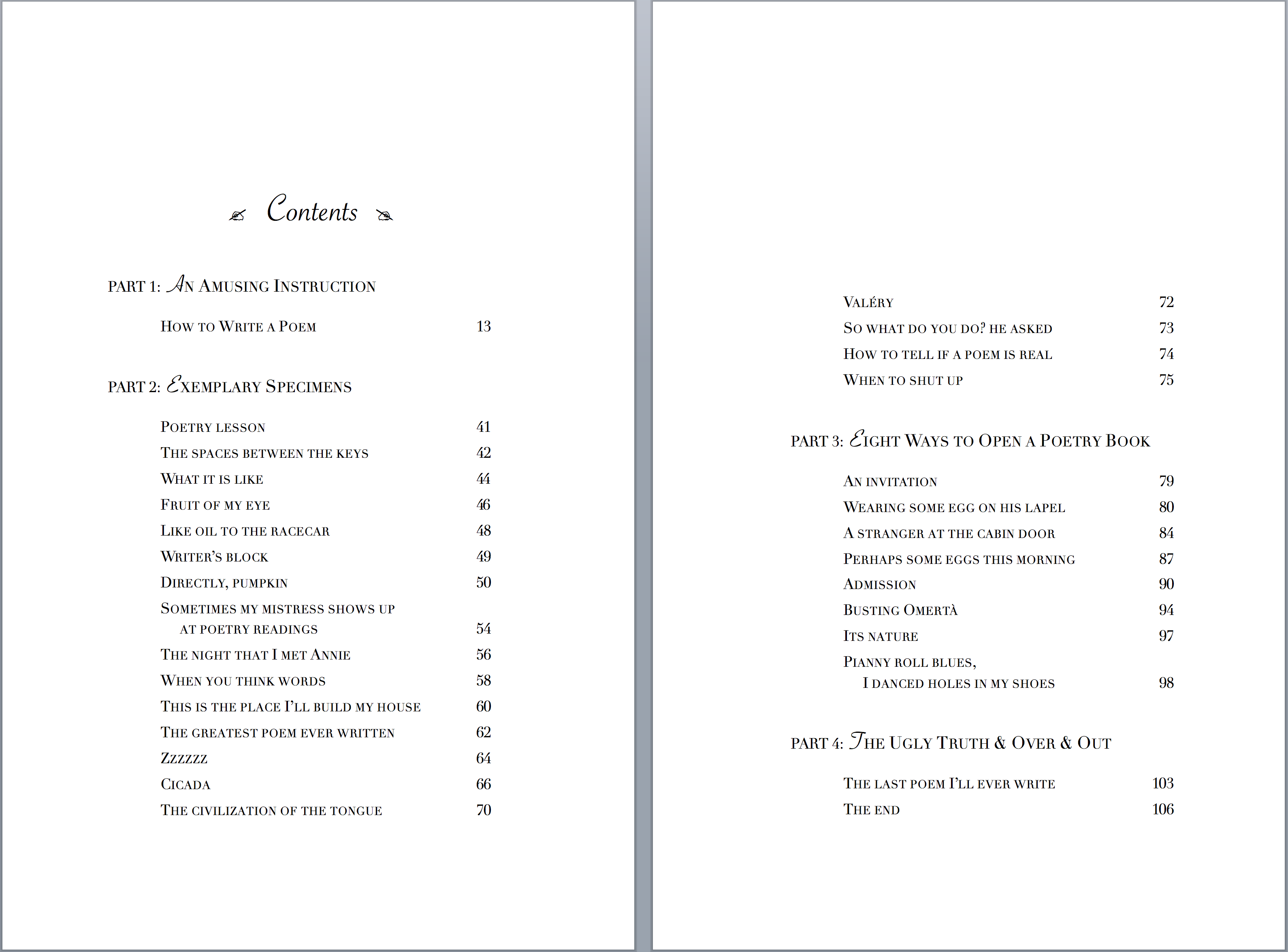 How To Write A Poem Table Of Contents